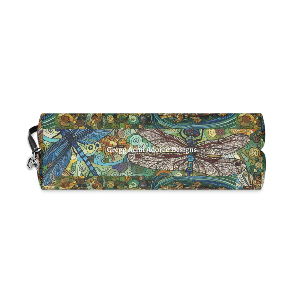 Dragonflies Makeup Bag – Vibrant Floral Cosmetic Pouch for Nature Lovers - Gregg Acini Adoree Designs - Bags
