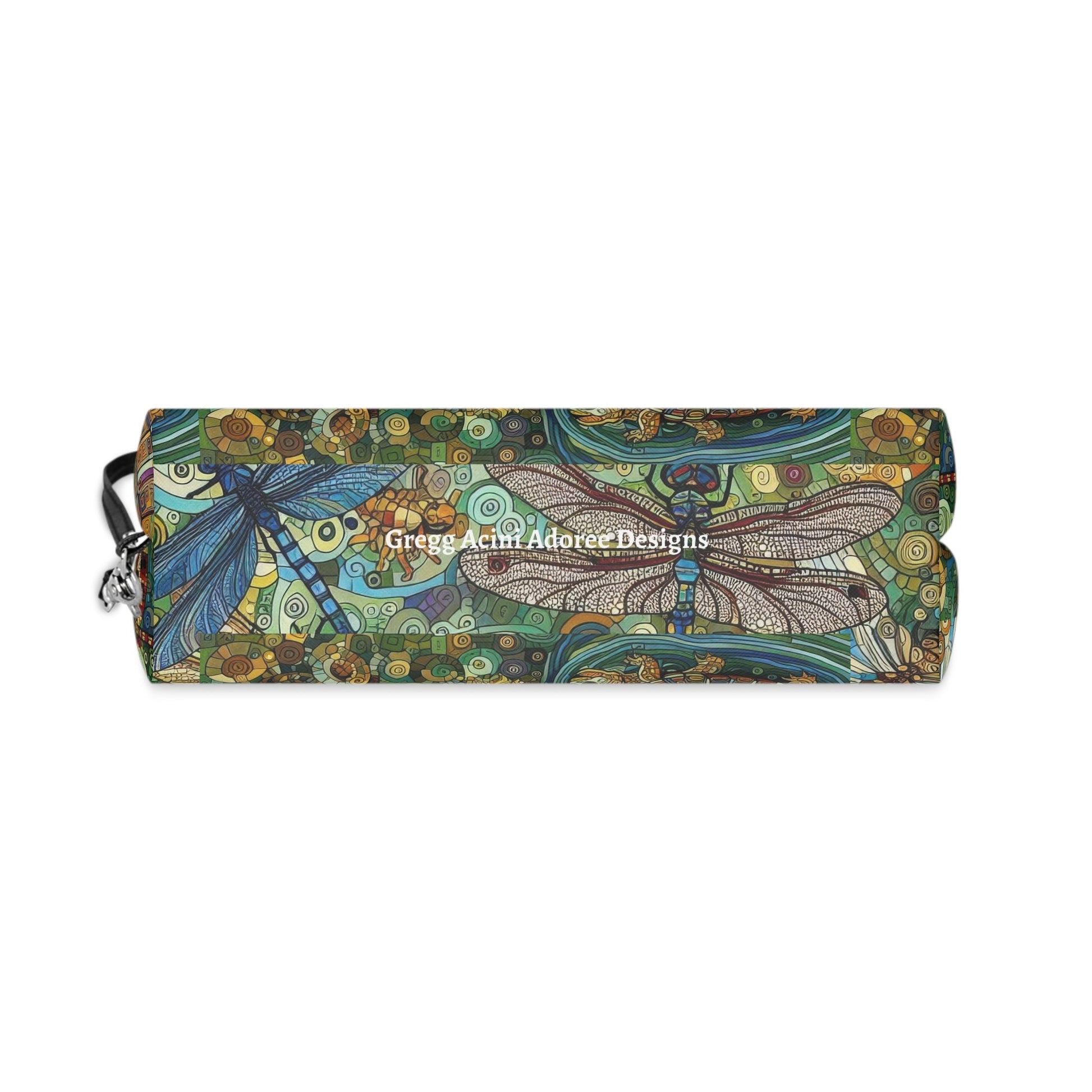 Dragonflies Makeup Bag – Vibrant Floral Cosmetic Pouch for Nature Lovers - Gregg Acini Adoree Designs - Bags