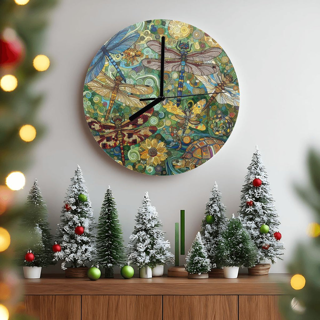 Dragonflies MDF Wall Clock (Made in USA) - Gregg Acini Adoree Designs - Wall Clock