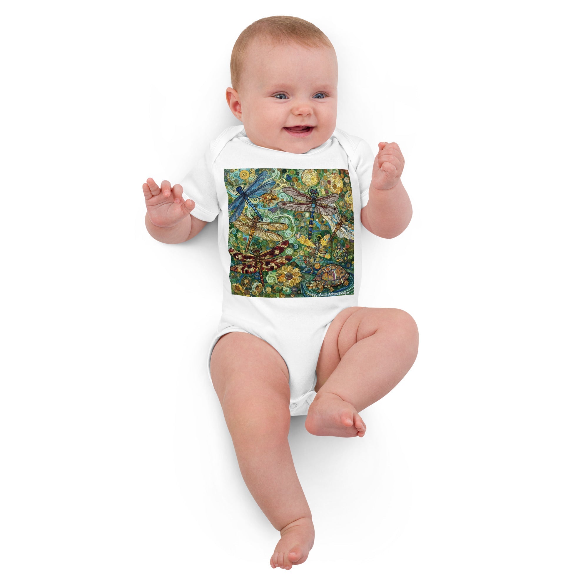 Dragonflies Organic cotton baby bodysuit - Gregg Acini Adoree Designs - Baby Bodysuit