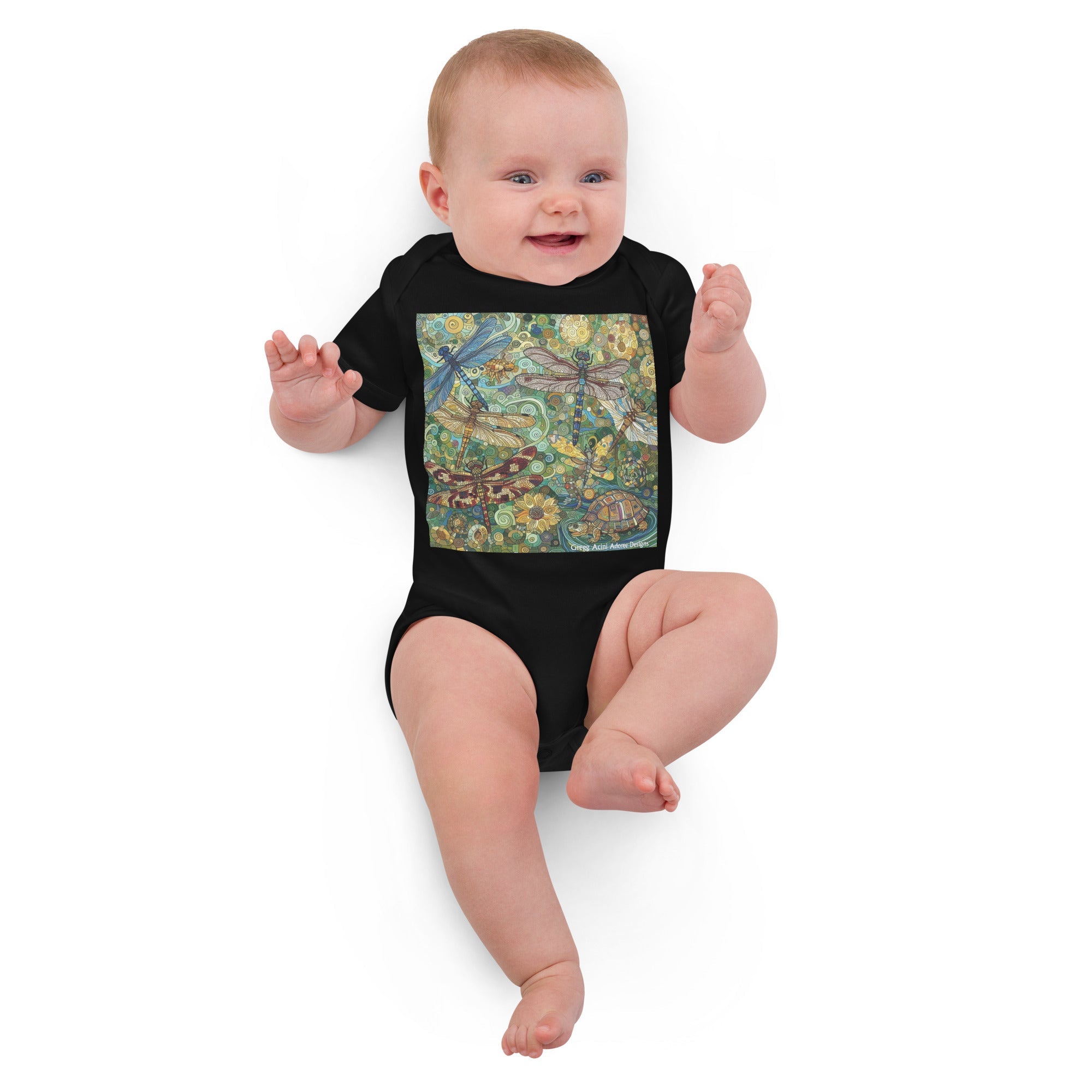 Dragonflies Organic cotton baby bodysuit - Gregg Acini Adoree Designs - Baby Bodysuit