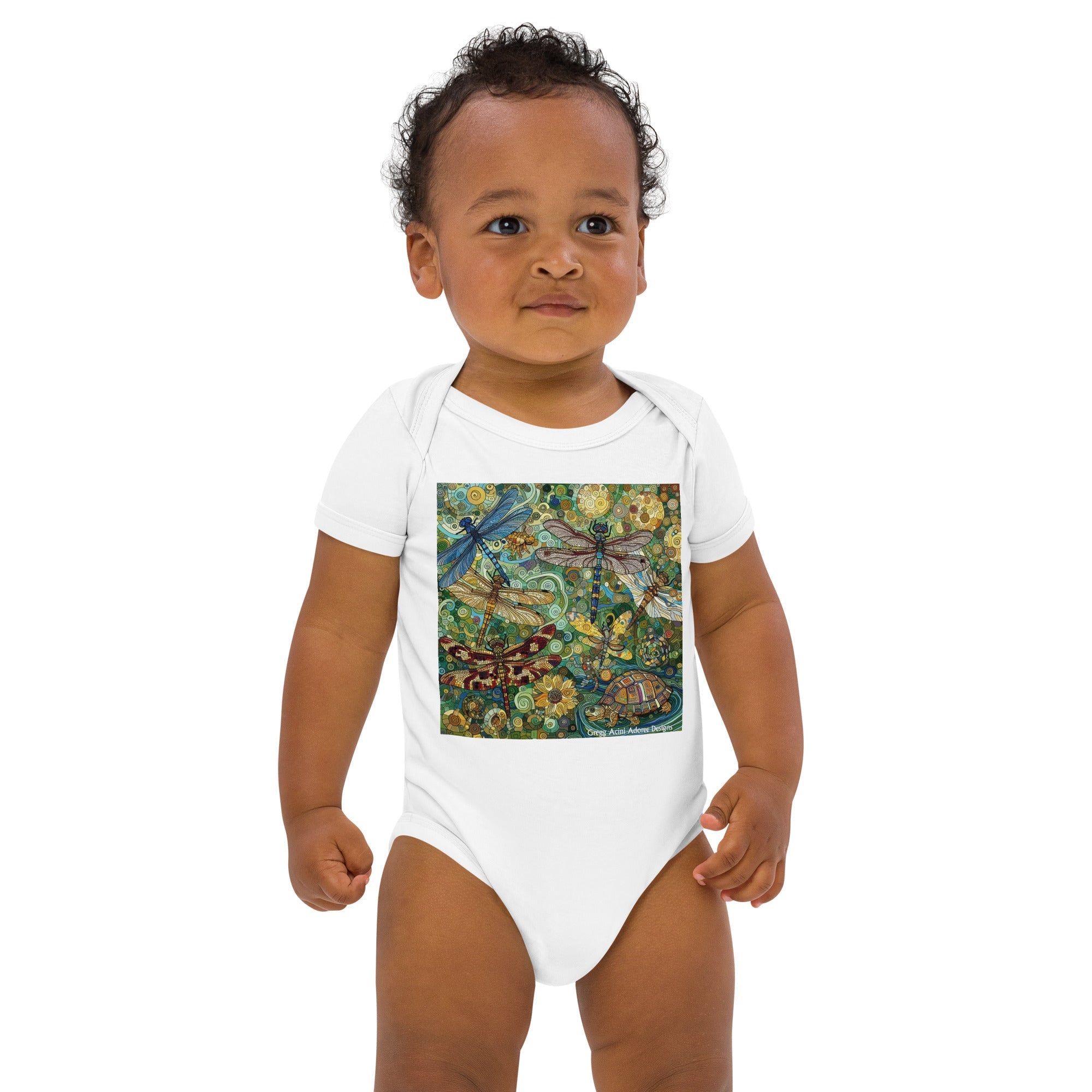 Dragonflies Organic cotton baby bodysuit - Gregg Acini Adoree Designs - Baby Bodysuit