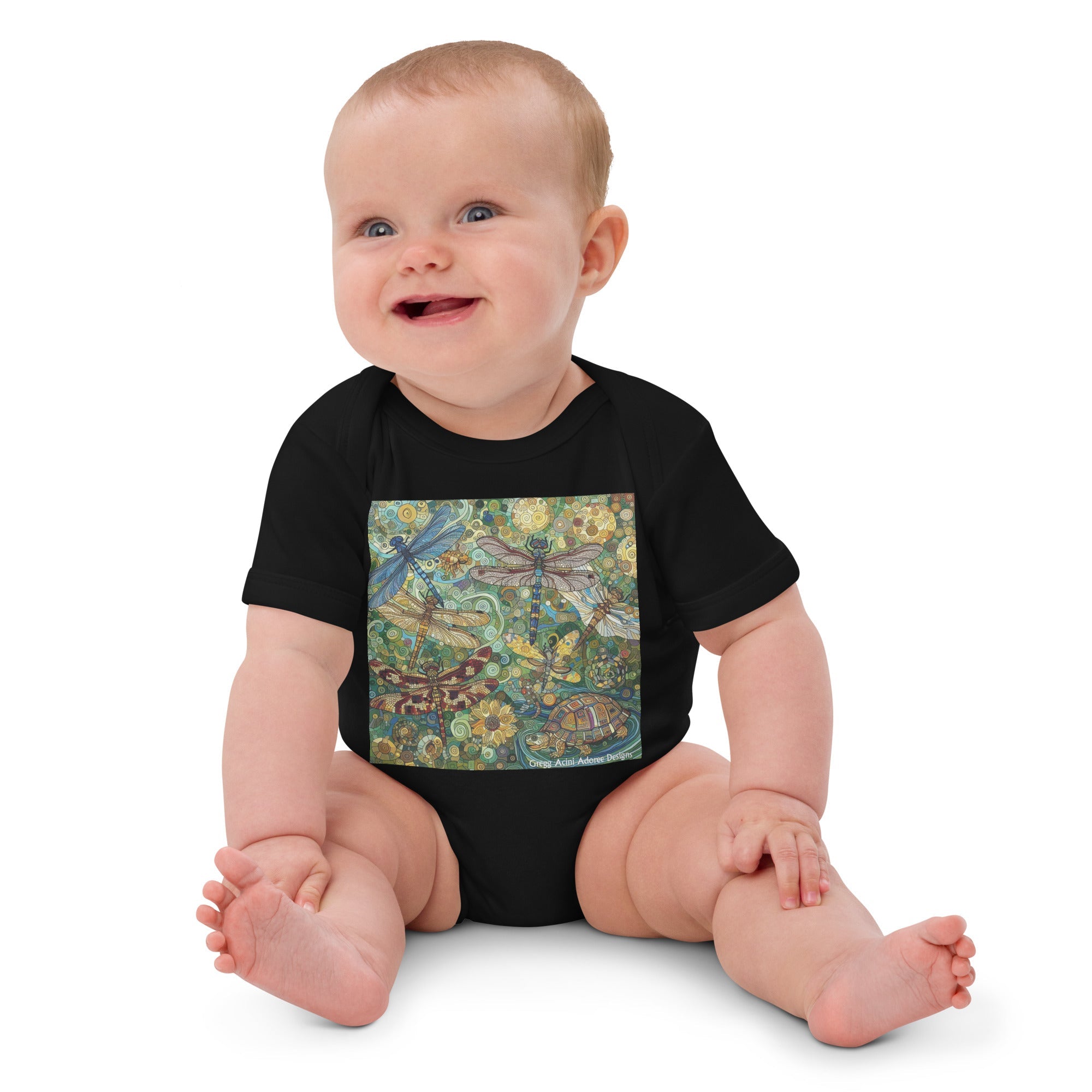 Dragonflies Organic cotton baby bodysuit - Gregg Acini Adoree Designs - Baby Bodysuit