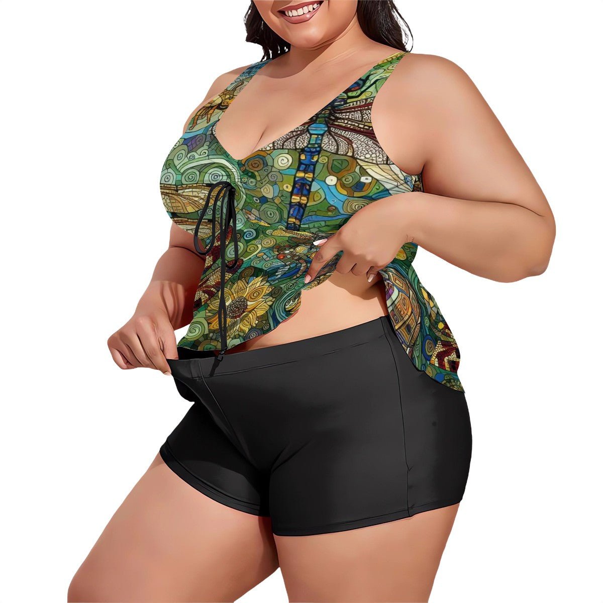 Dragonflies Plus Size Two Piece Swimsuit for Women - Gregg Acini Adoree Designs - Women's Swimwear