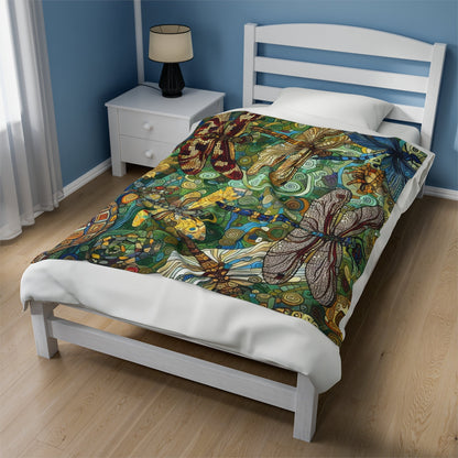 Dragonflies Plush Blanket by Gregg Acini Adoree Designs - Gregg Acini Adoree Designs - Blanket