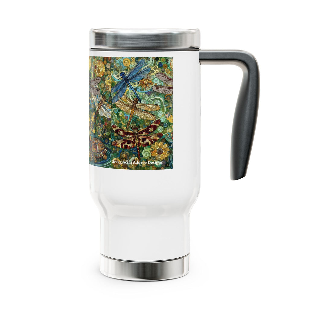 Dragonflies Stainless Steel Travel Mug - 14oz Handle Design - Gregg Acini Adoree Designs - Mug
