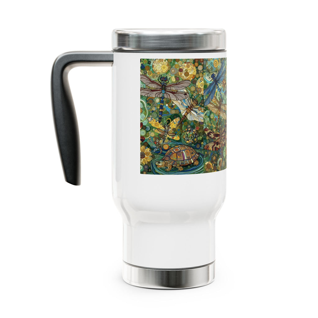 Dragonflies Stainless Steel Travel Mug - 14oz Handle Design - Gregg Acini Adoree Designs - Mug