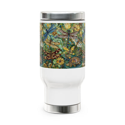 Dragonflies Stainless Steel Travel Mug - 14oz Handle Design - Gregg Acini Adoree Designs - Mug