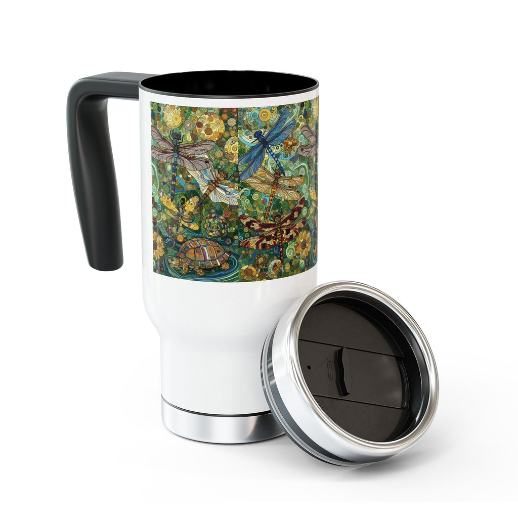 Dragonflies Stainless Steel Travel Mug - 14oz Handle Design - Gregg Acini Adoree Designs - Mug