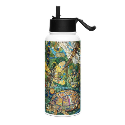 Dragonflies Stainless steel water bottle with a straw lid - Gregg Acini Adoree Designs - water bottle