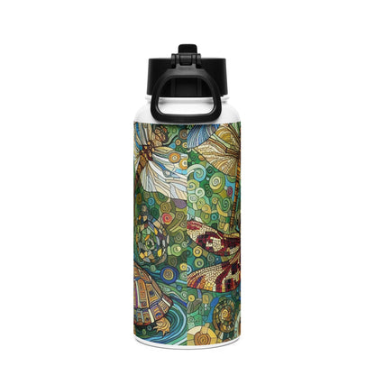 Dragonflies Stainless steel water bottle with a straw lid - Gregg Acini Adoree Designs - water bottle