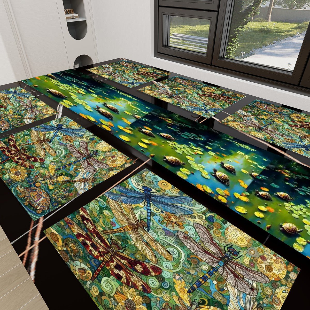 Dragonflies Table Runner Placemat Set 7 Pieces - Gregg Acini Adoree Designs - Home Accessories