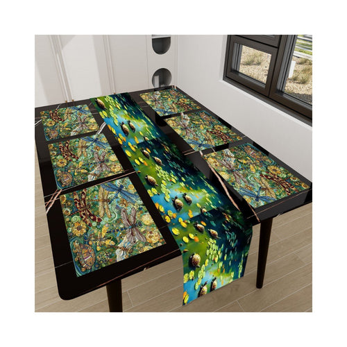 Dragonflies Table Runner Placemat Set 7 Pieces - Gregg Acini Adoree Designs - Home Accessories