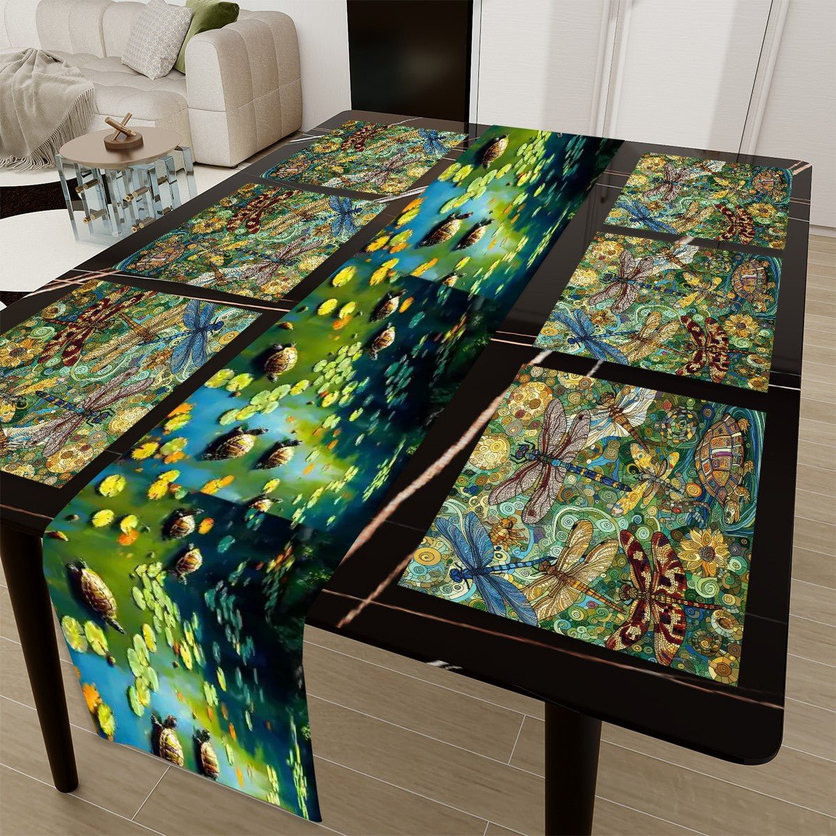 Dragonflies Table Runner Placemat Set 7 Pieces - Gregg Acini Adoree Designs - Home Accessories