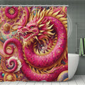 Crimson Dragon Shower Curtain | Klimt-Inspired Jewel Mosaic Art