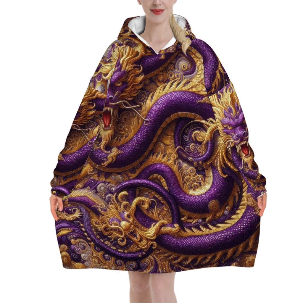 Purple Dragon Adult Blanket Hoodie