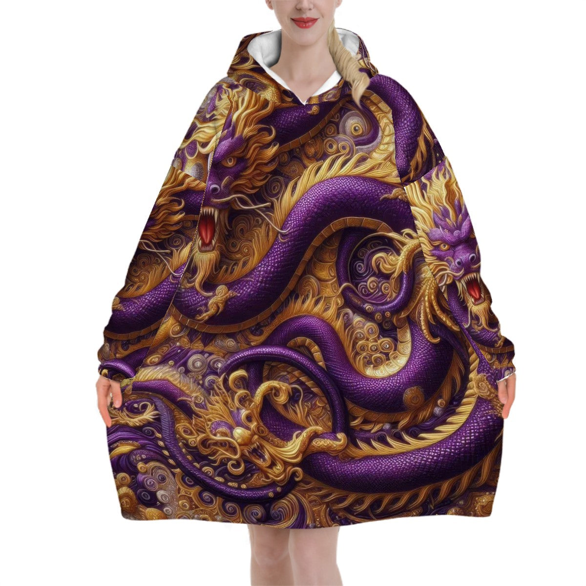 Purple Dragon Adult Blanket Hoodie