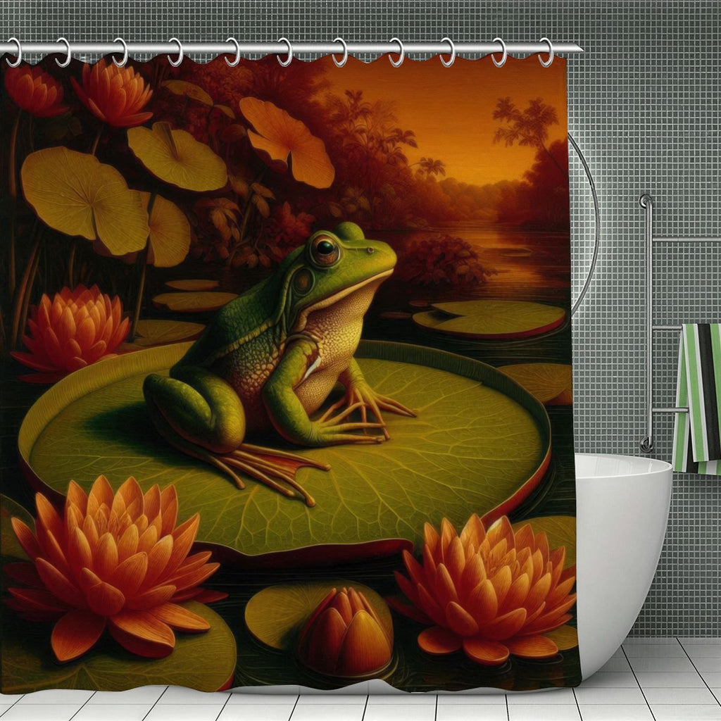Frog on a Lilypad Shower Curtain 70.8"x70.8" (Made in USA)