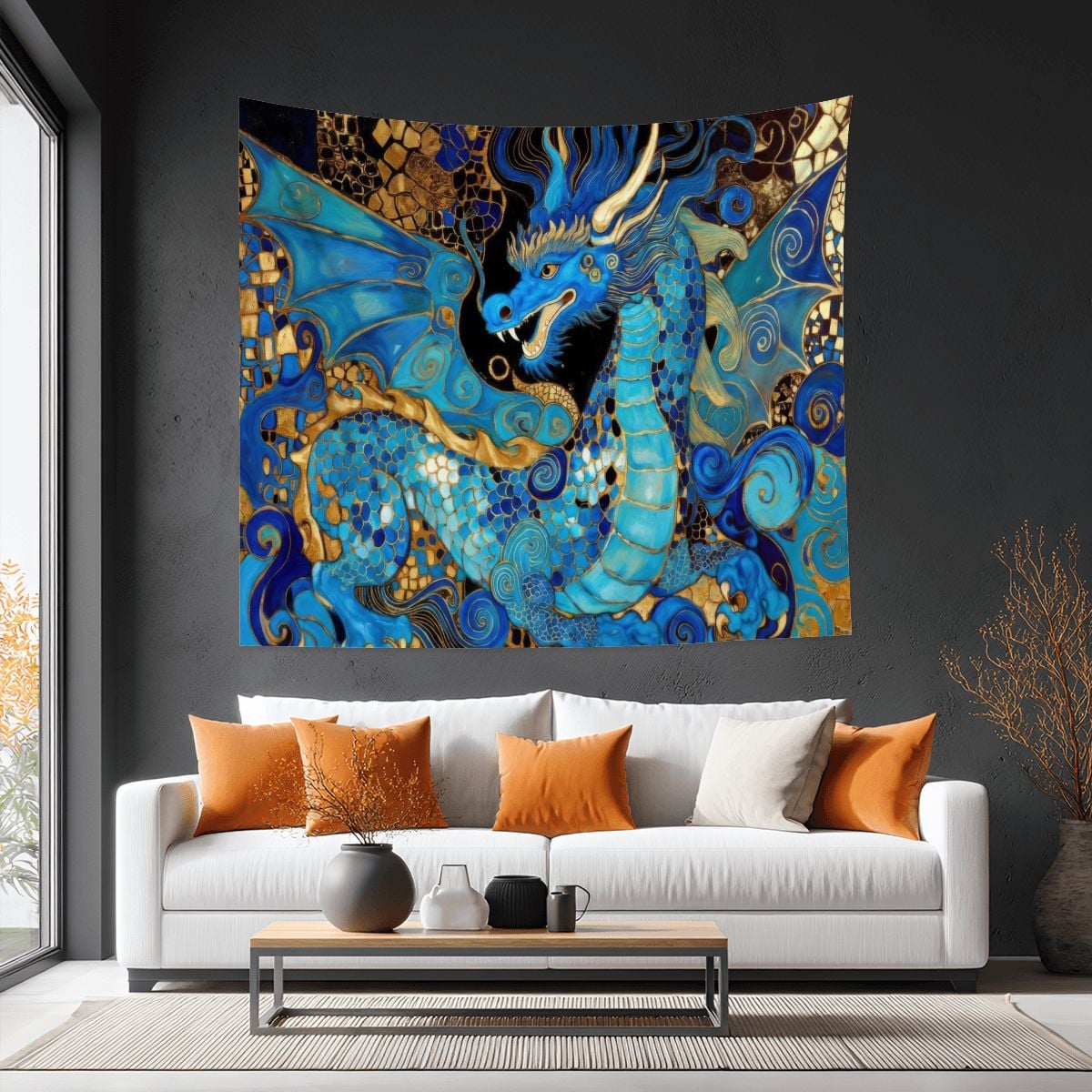 Teal Dragon Tapestry (6:5) (Made in USA)