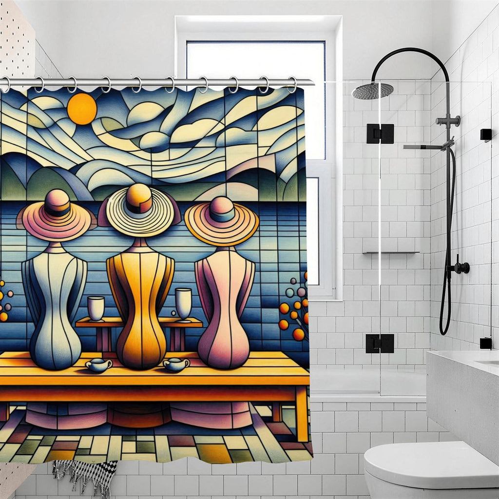 Ladies Facing the Sea Shower Curtain 70.8"x70.8" (Made in USA)