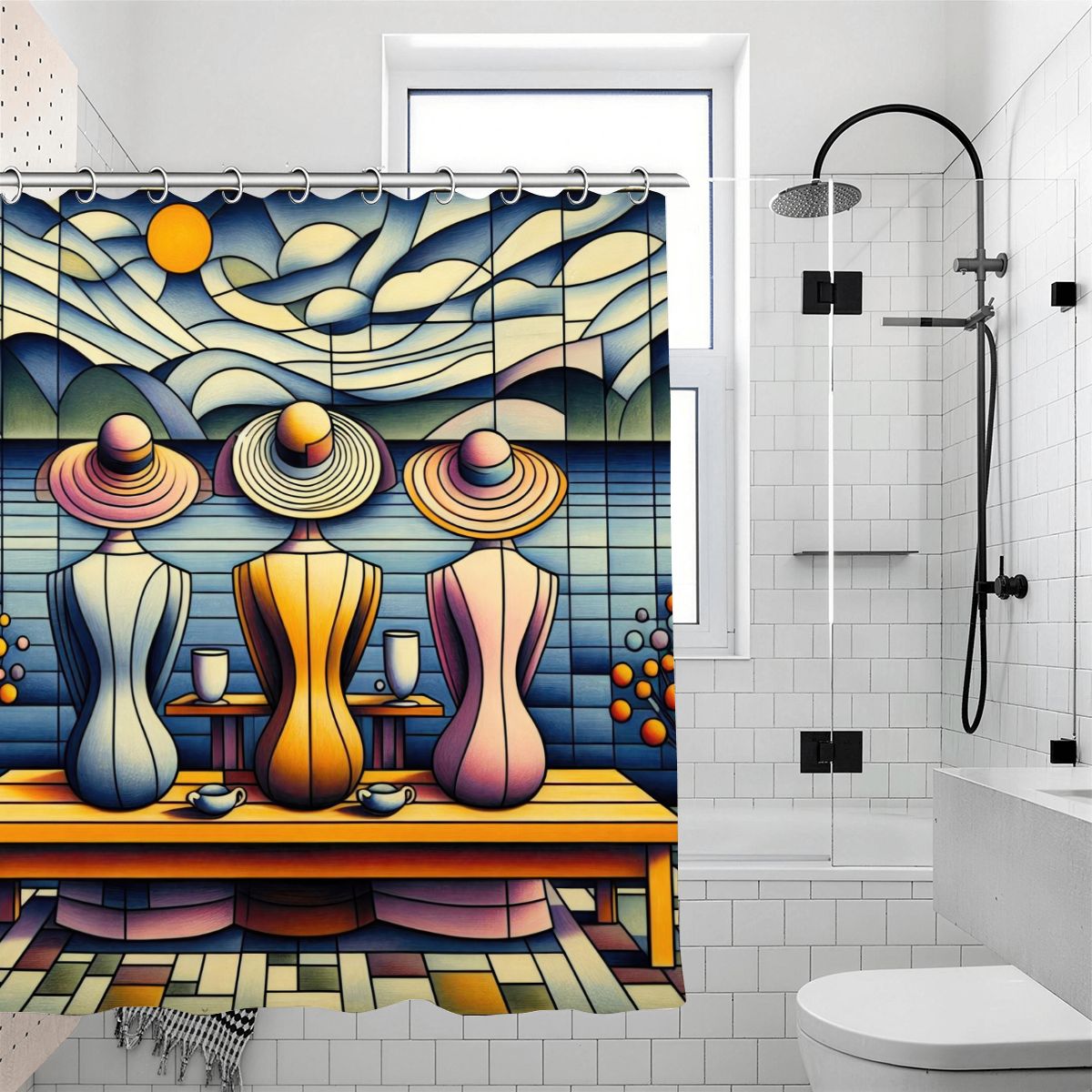 Ladies Facing the Sea Shower Curtain 70.8"x70.8" (Made in USA)