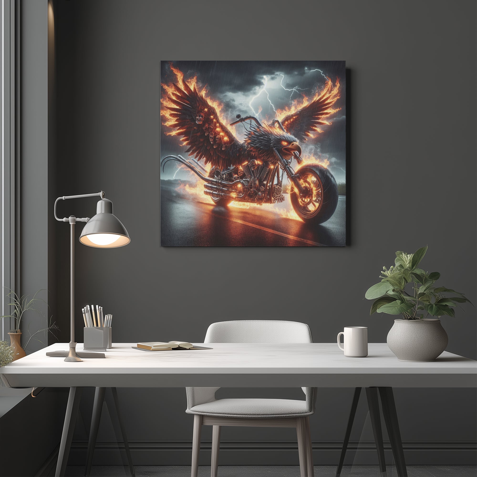 Eagle Motorcycle 1:1 Ratio Canvas Painting - Gregg Acini Adoree Designs - Canvas