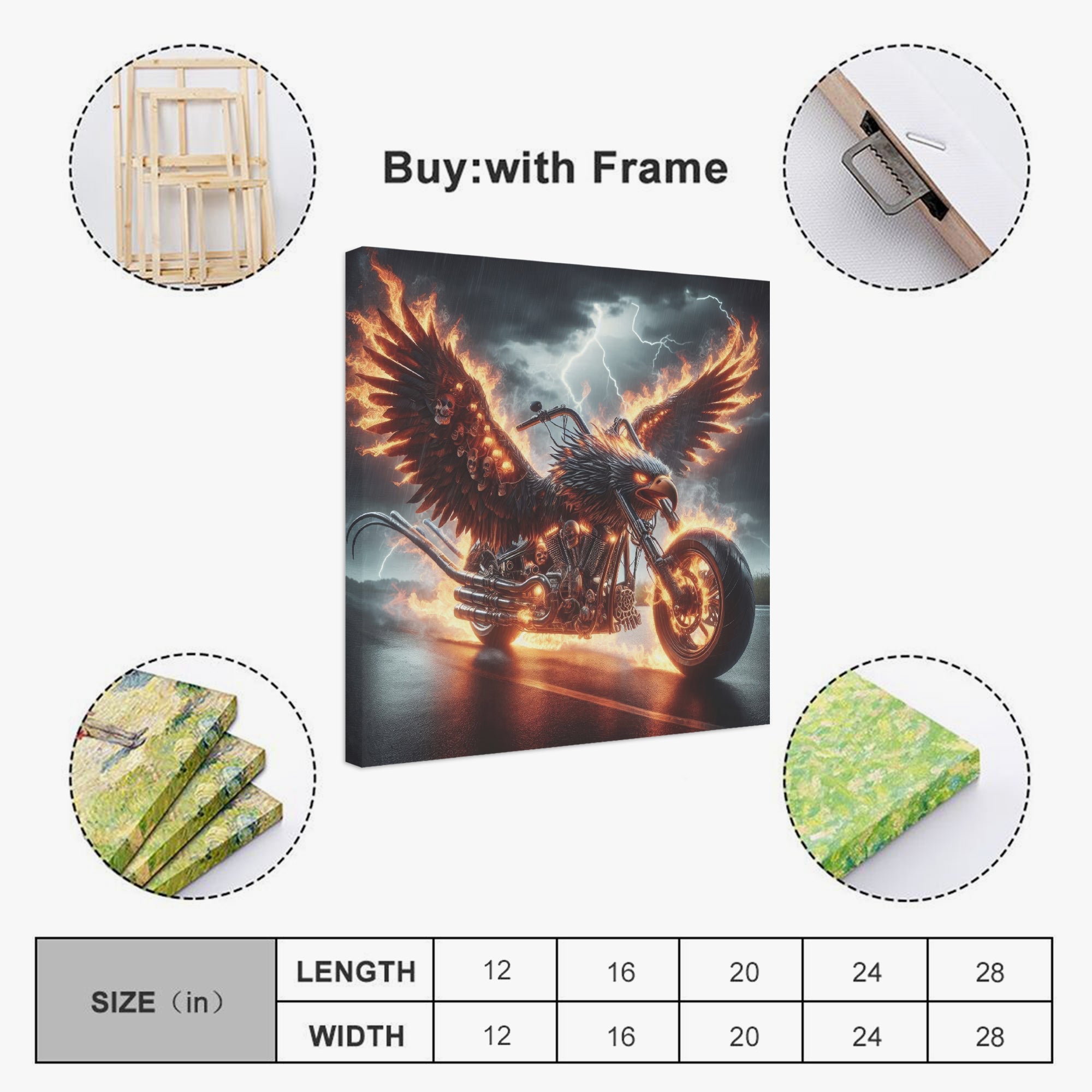 Eagle Motorcycle 1:1 Ratio Canvas Painting - Gregg Acini Adoree Designs - Canvas