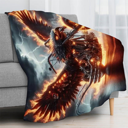Eagle Motorcycle 300 GSM Flannel Throw Blanket (Made in USA) - Gregg Acini Adoree Designs - Blanket