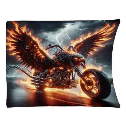 Eagle Motorcycle 300 GSM Flannel Throw Blanket (Made in USA) - Gregg Acini Adoree Designs - Blanket