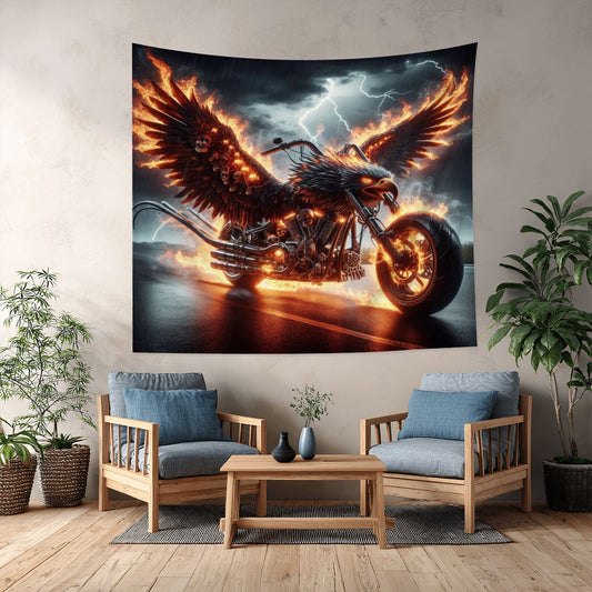 Eagle Motorcycle Lightweight Wall Tapestry (Fabric Wall Hanging - USA) - Gregg Acini Adoree Designs - Wall Coverings