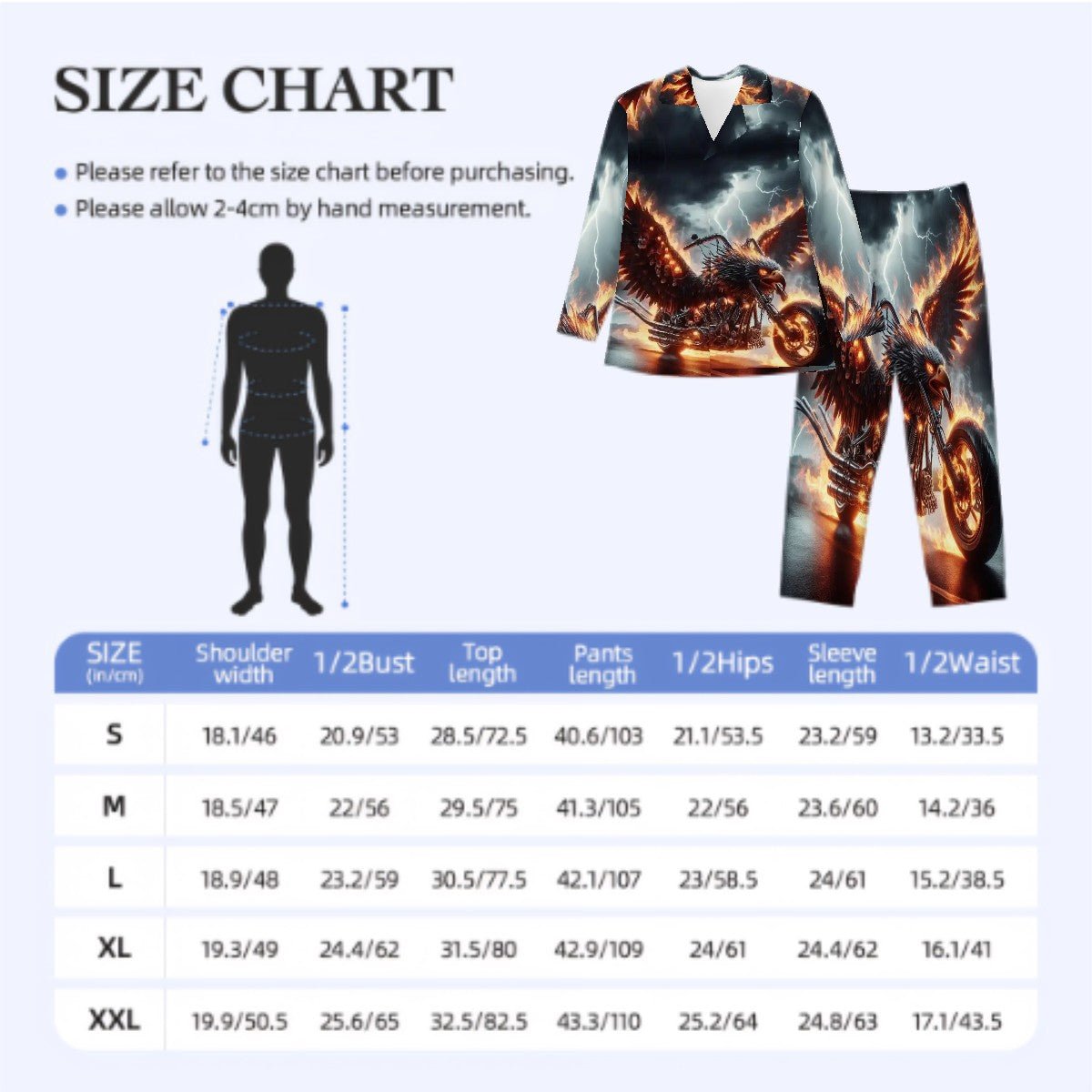 Eagle Motorcycle Long Sleeved Pajamas - Gregg Acini Adoree Designs - Men's Pajamas