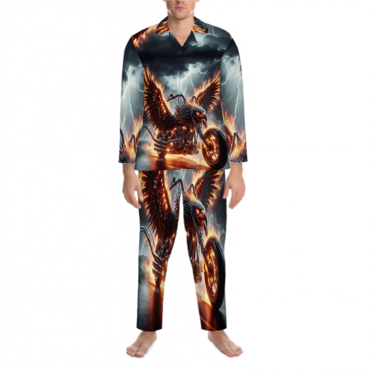 Eagle Motorcycle Long Sleeved Pajamas - Gregg Acini Adoree Designs - Men's Pajamas