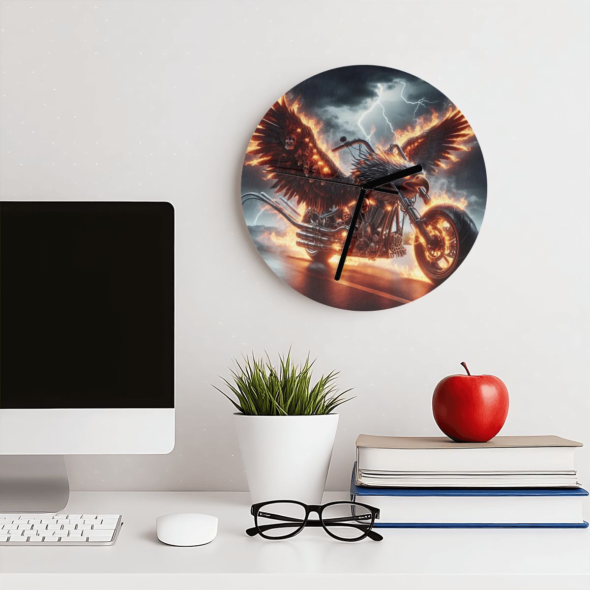 Eagle Motorcycle MDF Wall Clock (Made in USA) - Gregg Acini Adoree Designs - Wall Clock