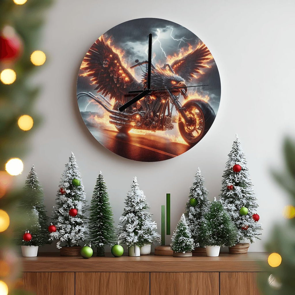 Eagle Motorcycle MDF Wall Clock (Made in USA) - Gregg Acini Adoree Designs - Wall Clock
