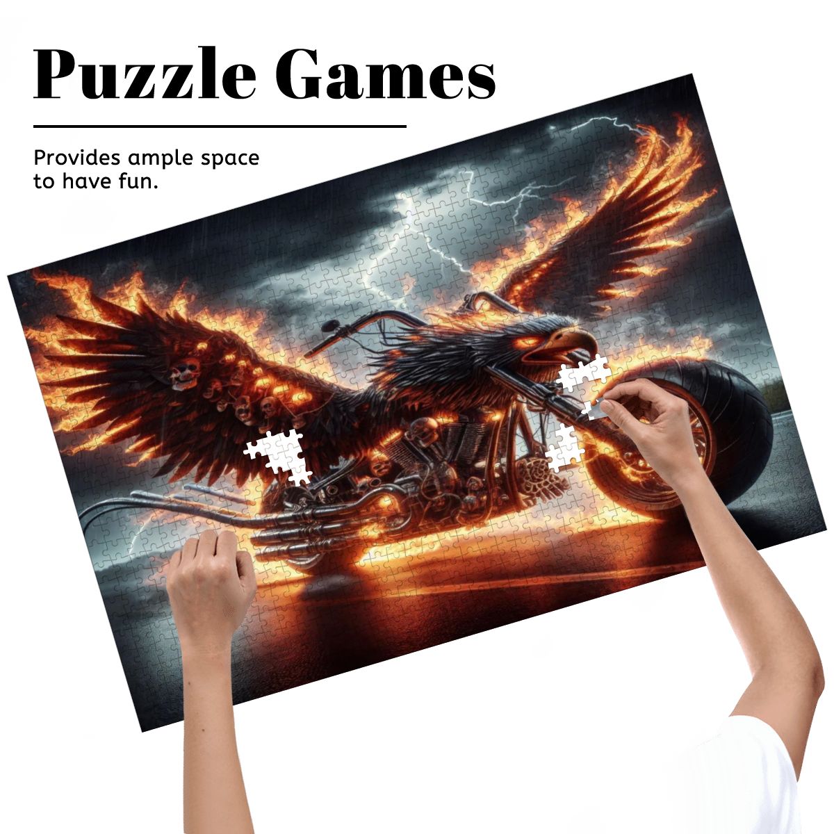 Eagle Motorcycle Wooden Jigsaw Puzzles 1000 pcs - Gregg Acini Adoree Designs - Jigsaw Puzzle