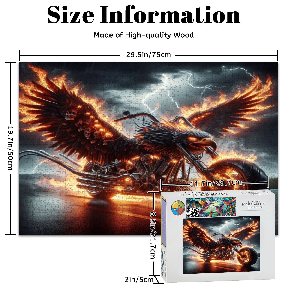 Eagle Motorcycle Wooden Jigsaw Puzzles 1000 pcs - Gregg Acini Adoree Designs - Jigsaw Puzzle