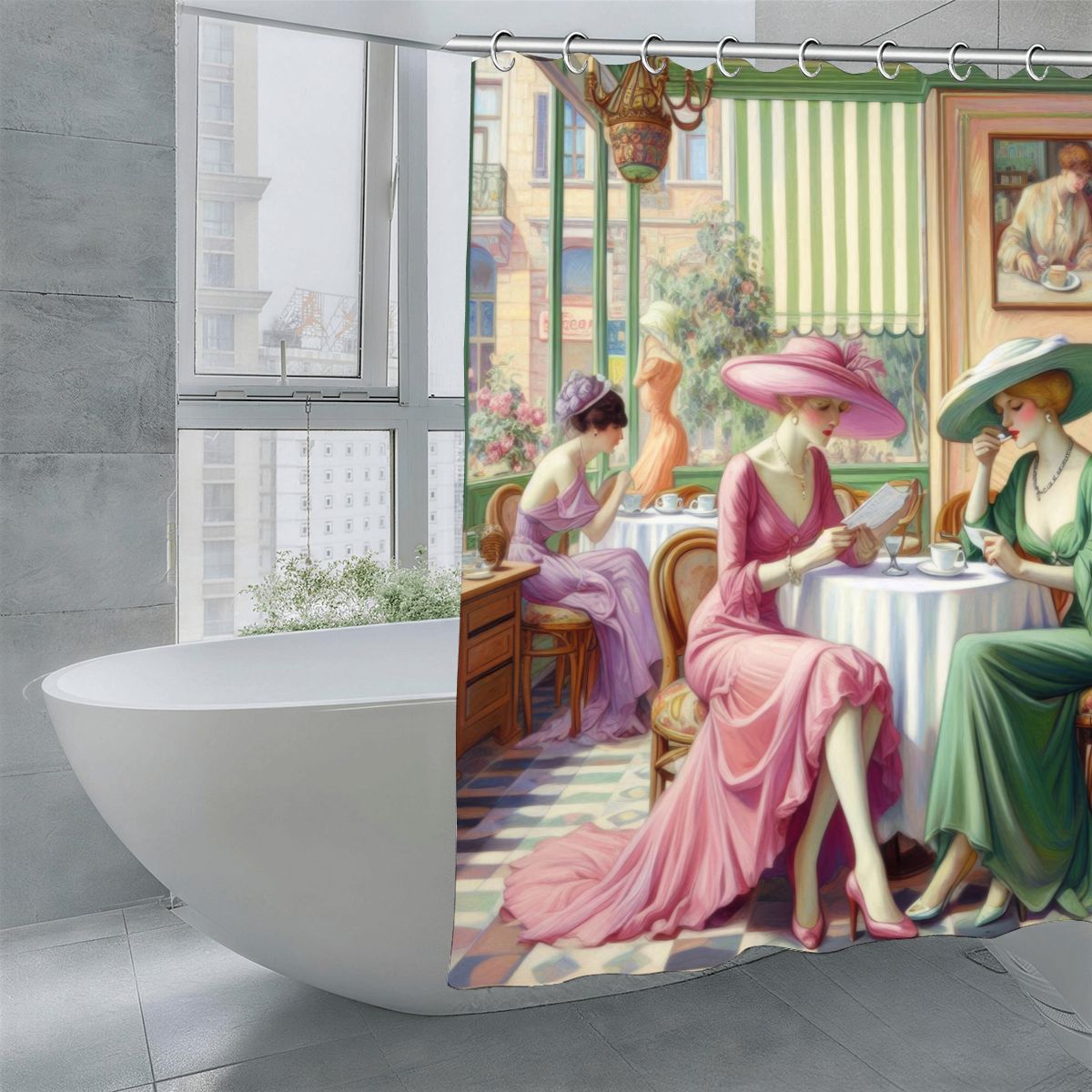 Kiffe Cafe Shower Curtain 70.8"x70.8" (Made in USA)