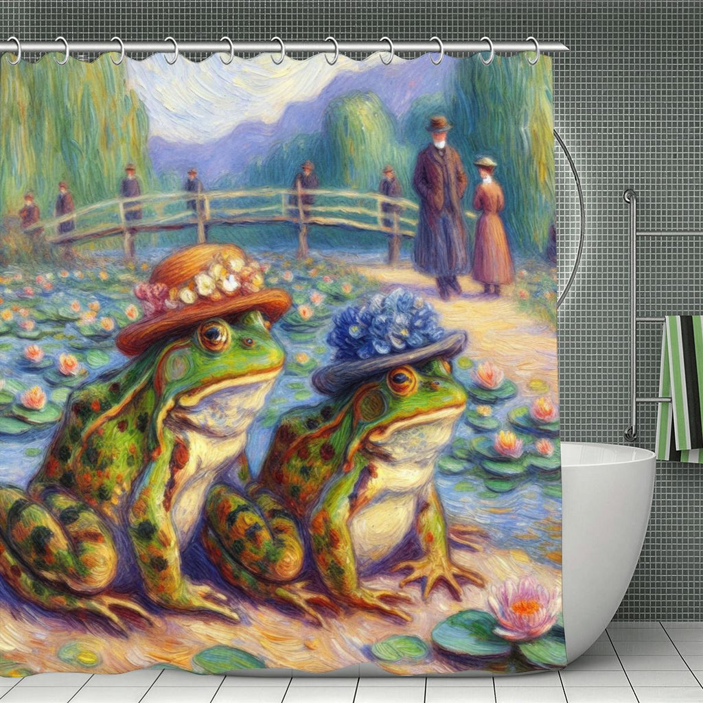 2 Lady Frogs Shower Curtain 70.8"x70.8" (Made in USA)