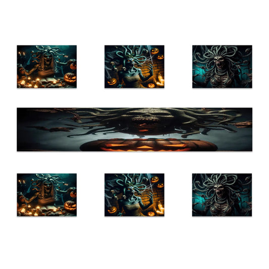 Halloween Medusa Table Runner Placemat Set 7 Pieces