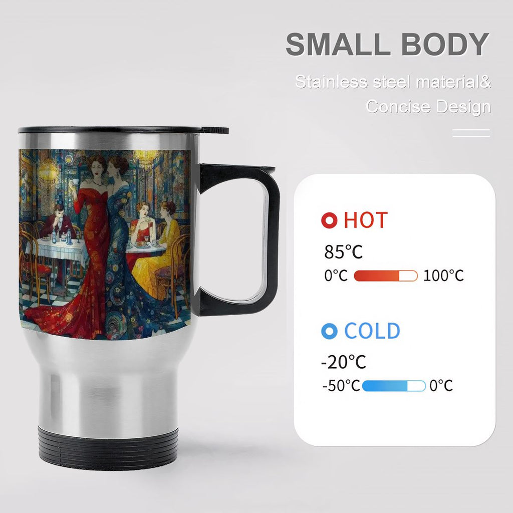 Travel Coffee Mug with Handle (14oz) Made in USA - Multiple Designs