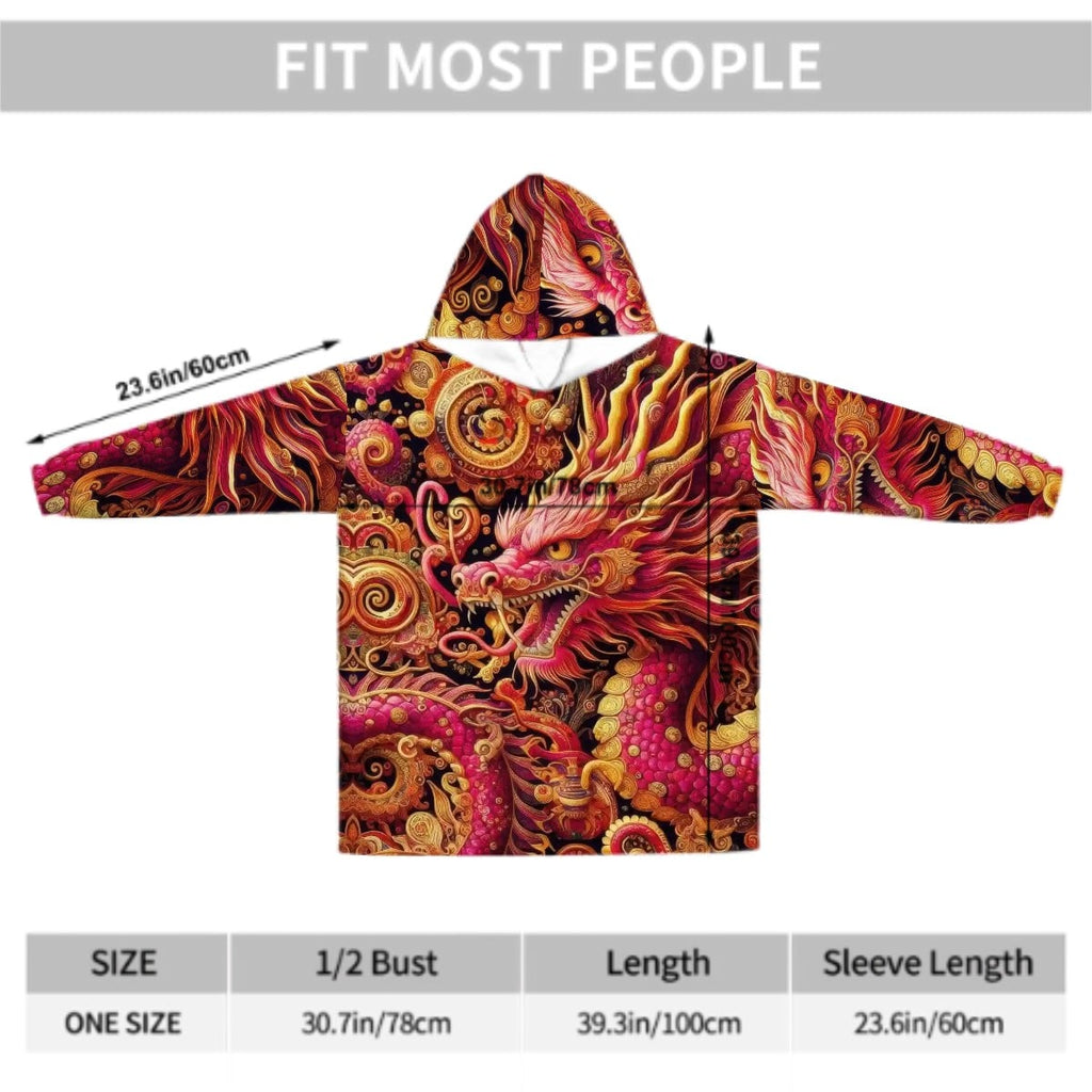 Crimson Dragon Adult Blanket Hoodie