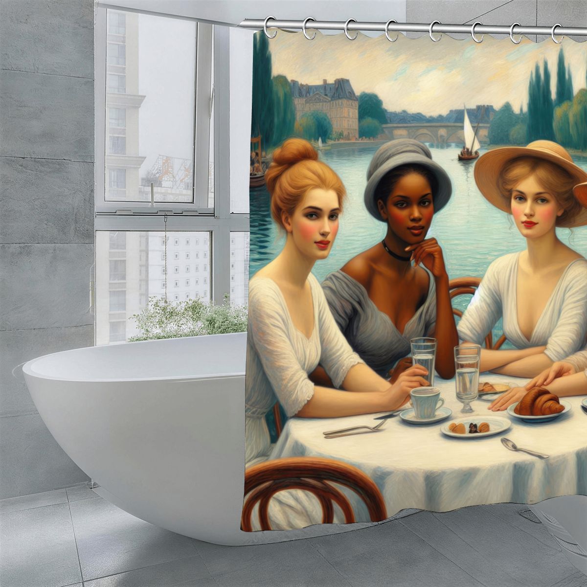 Florence is Late Shower Curtain | Parisian Café Art