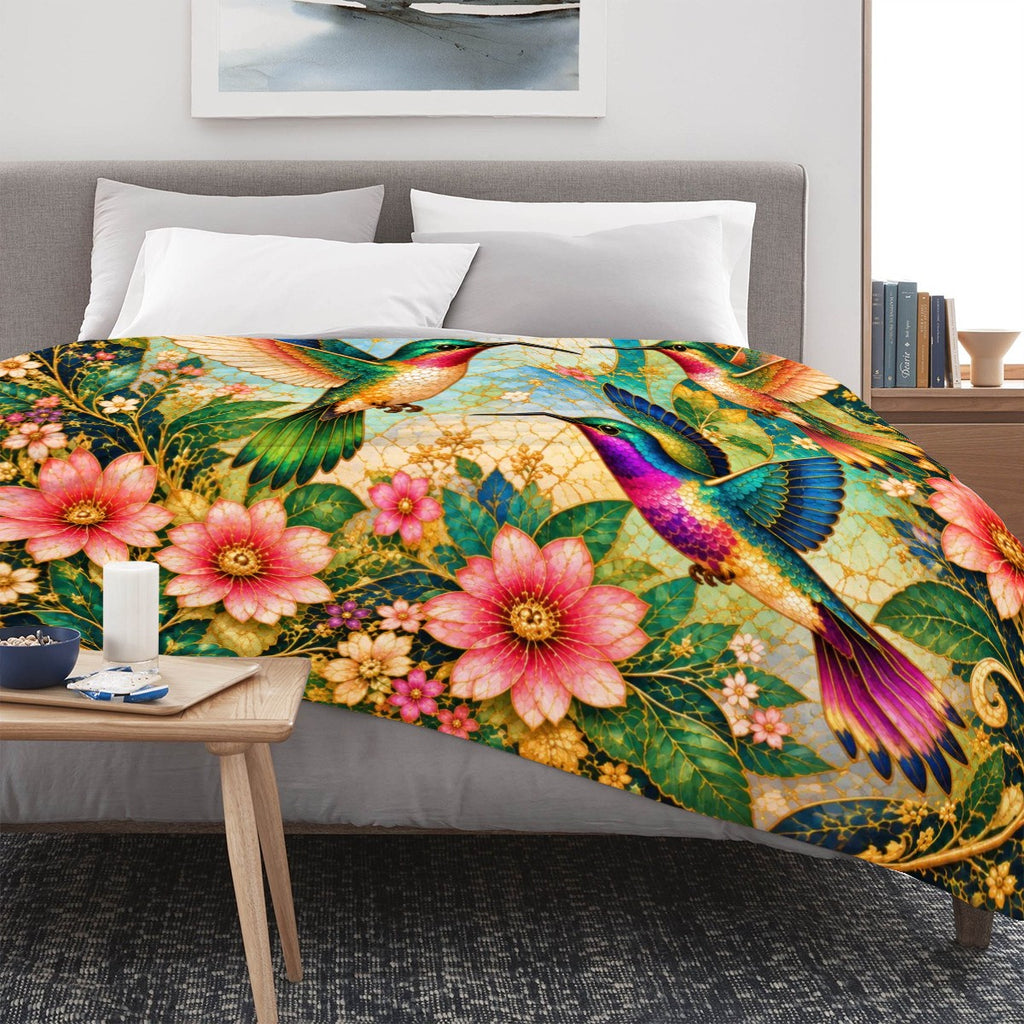 Garden of Gilded Wings Flannel Throw Blanket | Made in USA