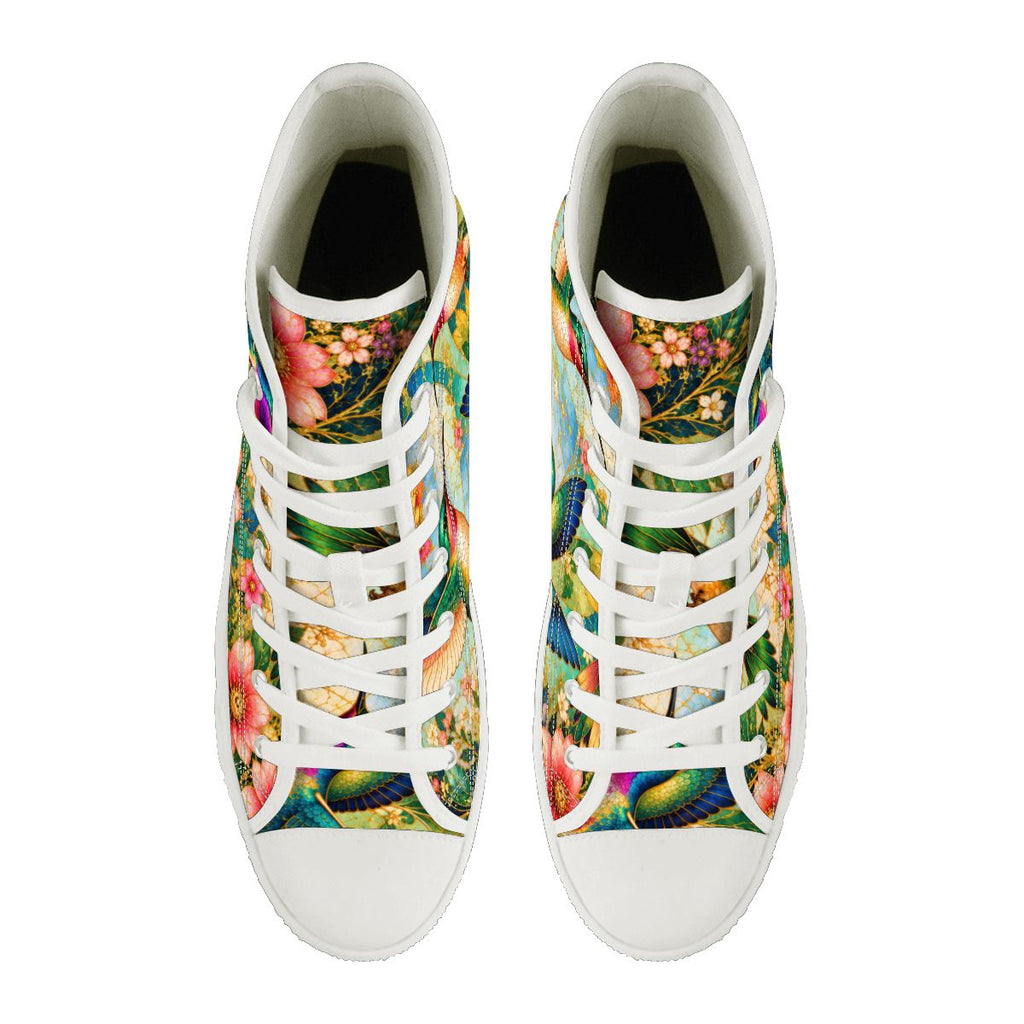 Garden of Gilded Wings Unisex High Top Canvas Shoes (women's sizes)