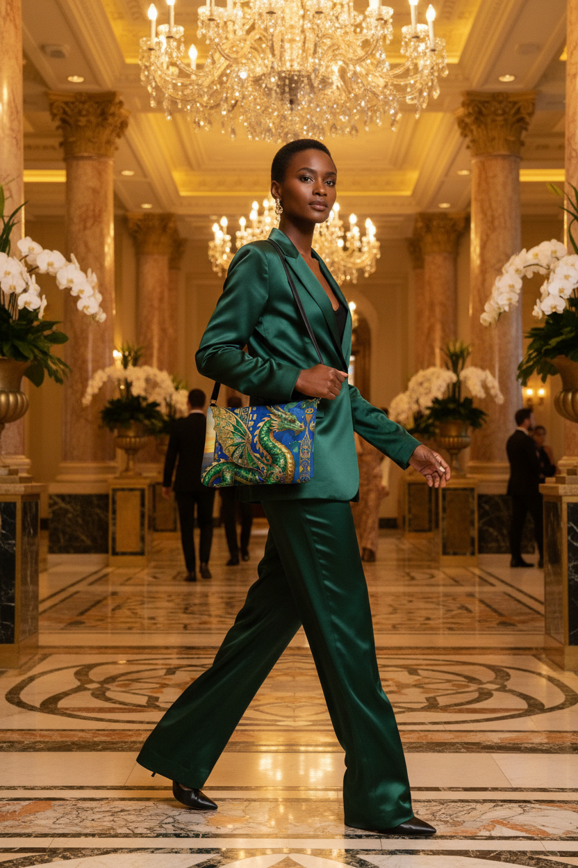 Emerald Dragon Crossbody — Luxury Hotel Lobby