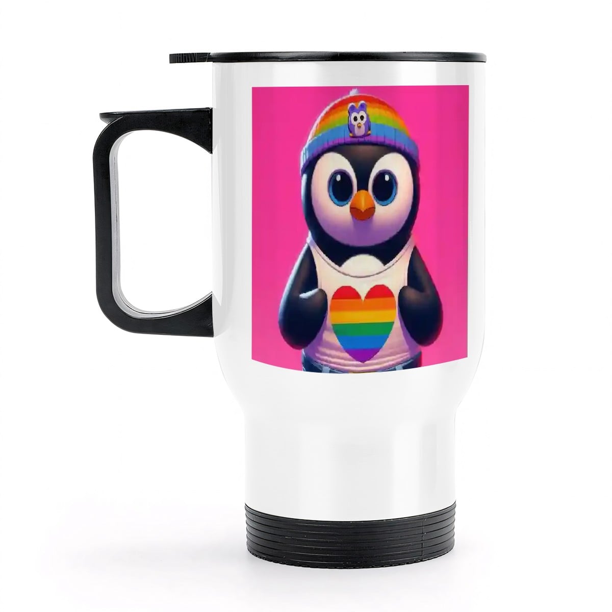 Travel Coffee Mug with Handle (14oz) Made in USA - Multiple Designs