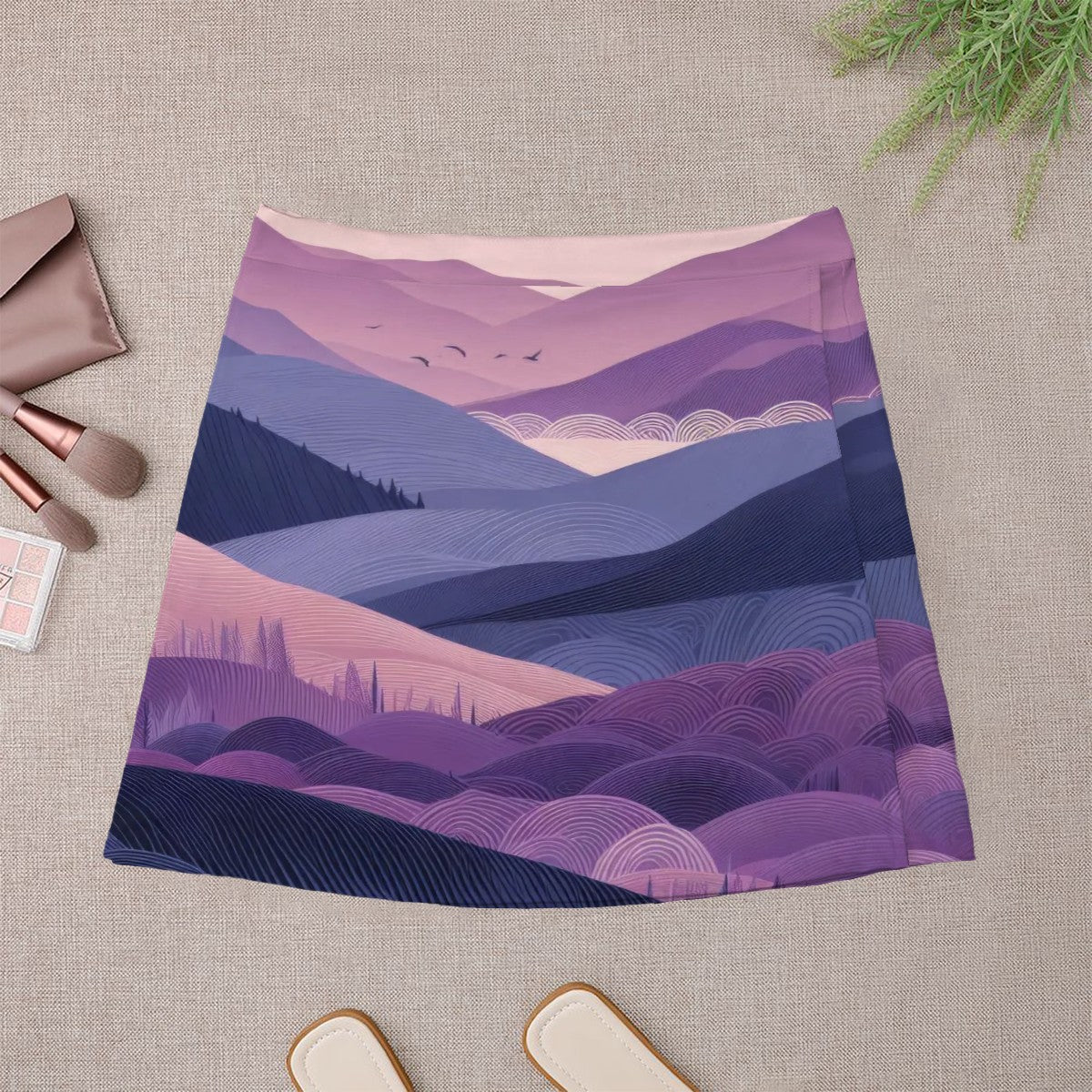Blue Tuscany Mini Skirt | Line Abstract Wearable Art