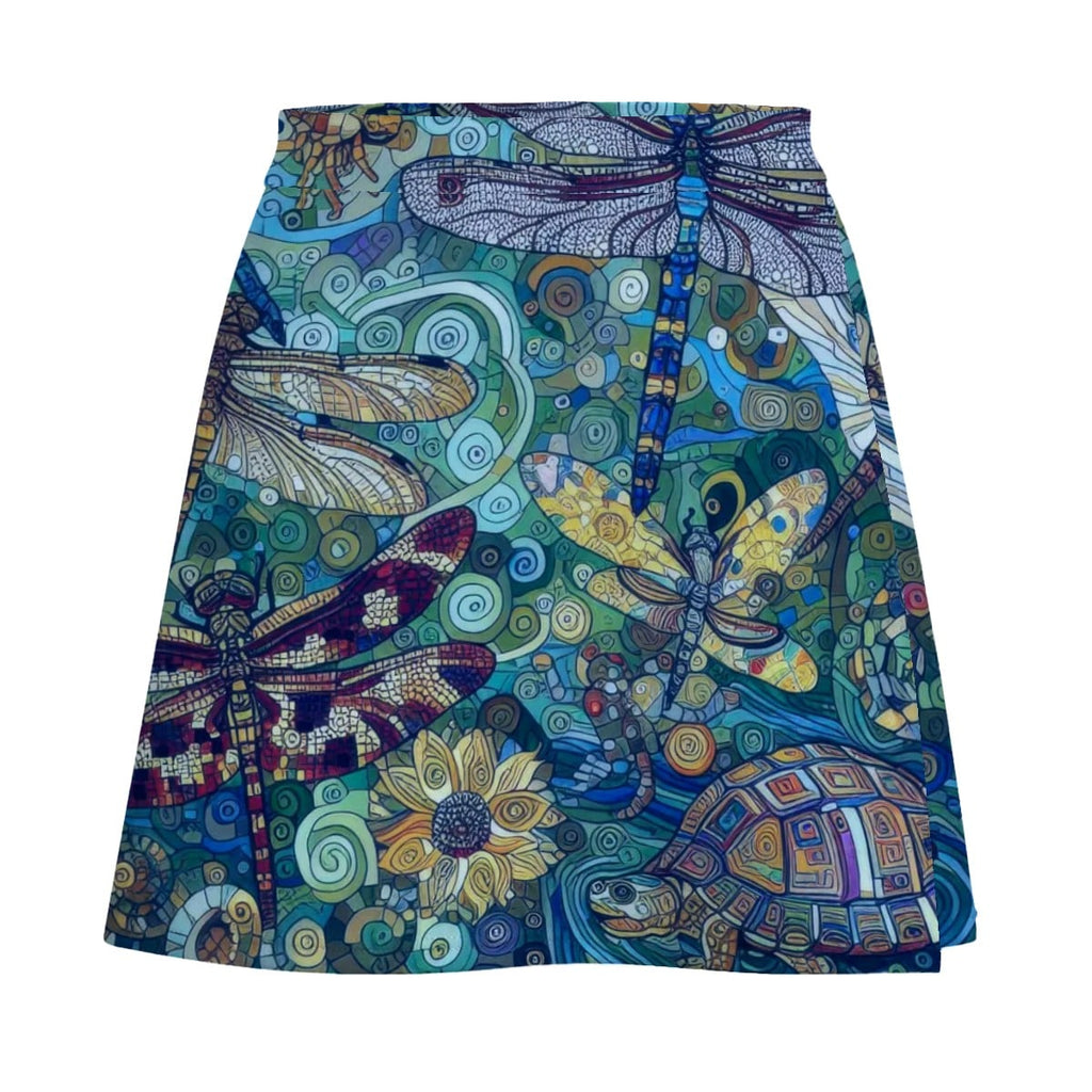 Teal Dragonflies Mini Skirt