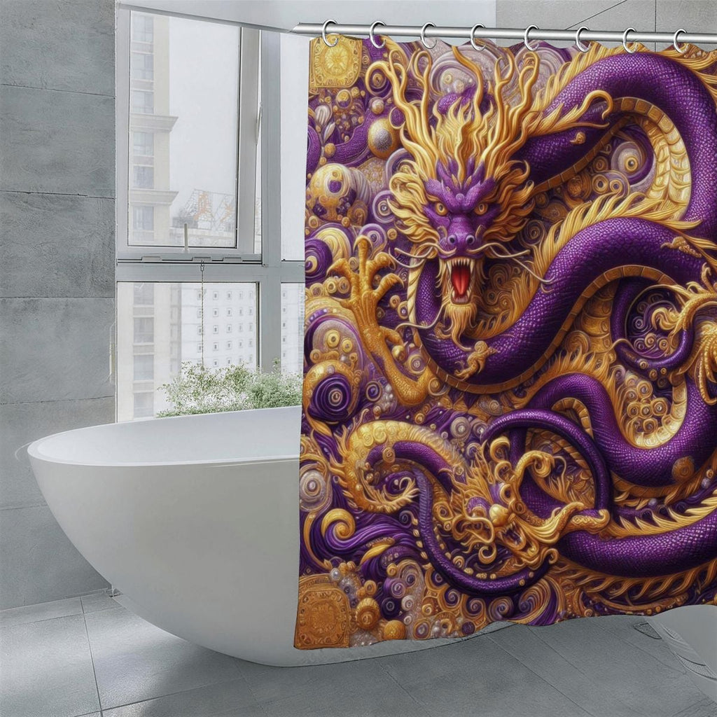 Purple Dragon Shower Curtain | Eastern-Style Serpent Art