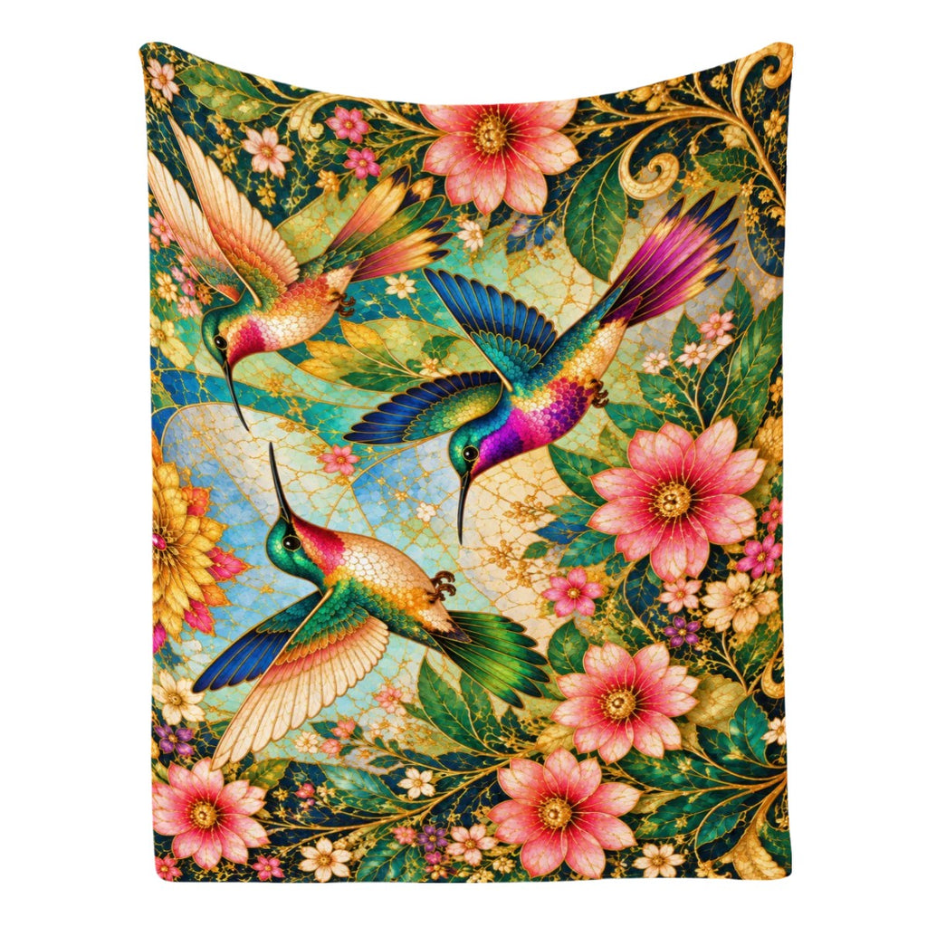 Garden of Gilded Wings Flannel Throw Blanket | Made in USA
